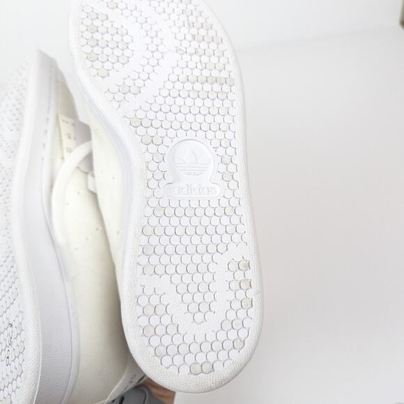 NWT Adidas Stan Smith Kid's White Sparkle Lace Up Sneakers Size 5 - Picture 7 of 9